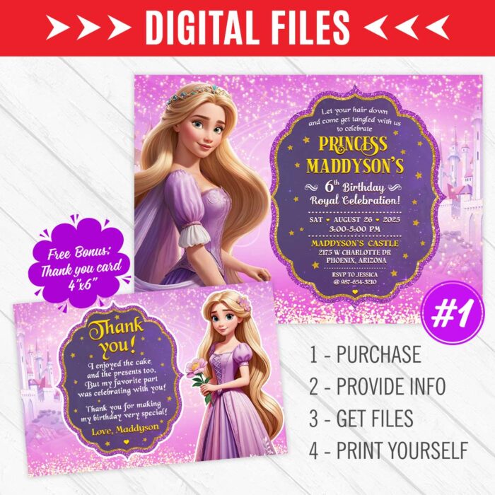 Rapunzel Birthday Invitation