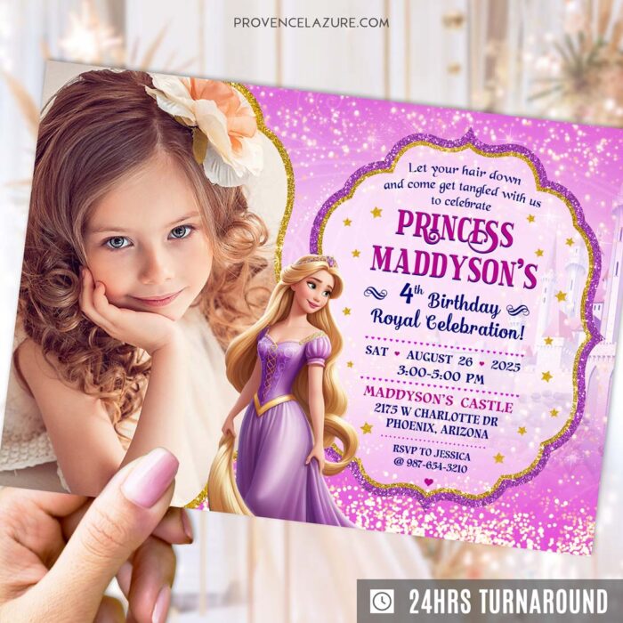 Rapunzel invitation for Princess Birthday Party