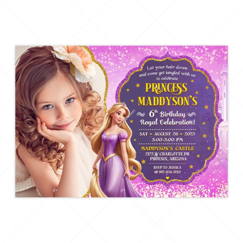 Rapunzel invitation for Princess Birthday Party