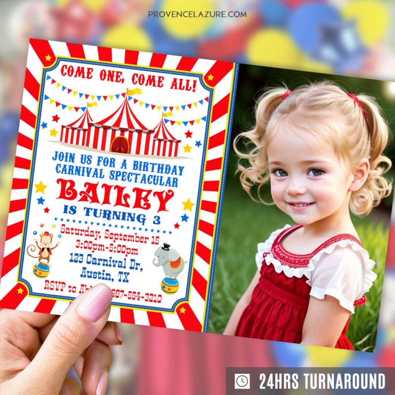 Circus invitation for Carnival Birthday Party