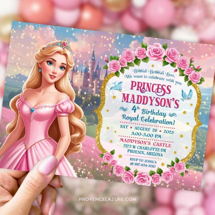 Aurora invitation for Princess Birthday Party