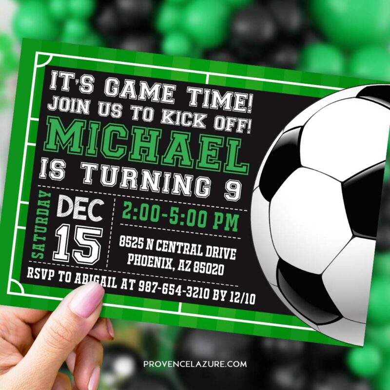 Printable Soccer Invitation for Birthday Party