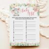 Girl Elephant Baby Shower Game Baby ABC Printable & Free bonus