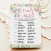 Girl Elephant Baby Shower Game Candy Match