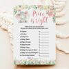 Girl Elephant Baby Shower Game Price Is Right Printable