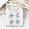 Girl Elephant Baby Shower Game Candy Match