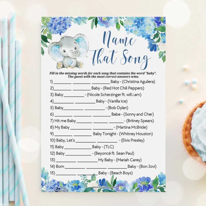 Boy Elephant Baby Shower Game Name Baby Song