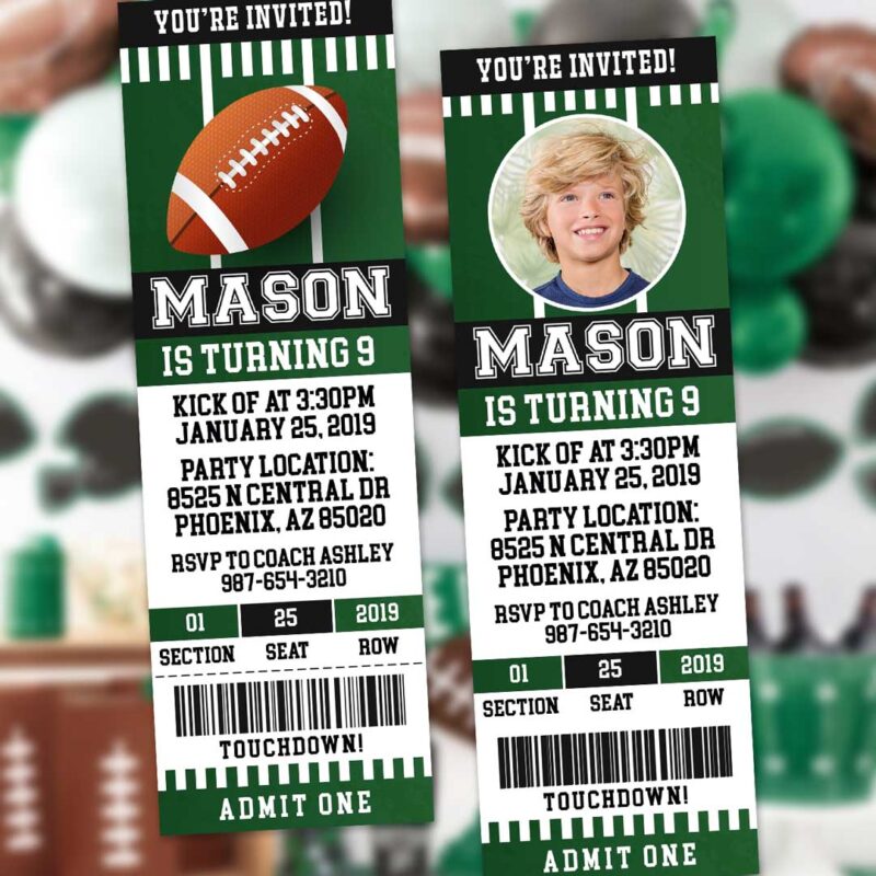 Football Ticket Invitation - Kick Off an Amazing Football Birthday Party!